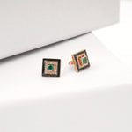 Load image into Gallery viewer, Changeable Square Black Enamel Earrings