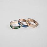 Load image into Gallery viewer, Colored Stone Enamel Band Ring / Diamond & Aquamarine