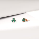 Load image into Gallery viewer, Gold Trio Emerald Earrings