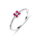 Load image into Gallery viewer, White Gold Diamond Clover Ruby Ring