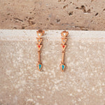 Load image into Gallery viewer, Gold Enamel Arrow Dangle Earrings
