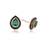 Load image into Gallery viewer, Gold & Emerald with Enamel Drop Earrings