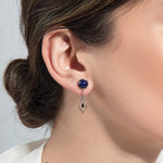 Load image into Gallery viewer, Gold and Diamond with Lapis Lazuli Dangle Earrings