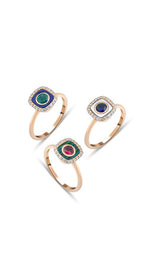 Load image into Gallery viewer, Gold Malachite & Ruby Ring