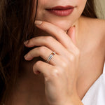 Load image into Gallery viewer, Colored Stone Enamel Band Ring / Diamond & Aquamarine