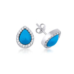 Load image into Gallery viewer, White Gold Turqoise Diamond Drop Earrings