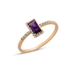 Load image into Gallery viewer, Gold Baguette Cut Amethyst Ring