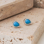 Load image into Gallery viewer, White Gold Turqoise Diamond Drop Earrings