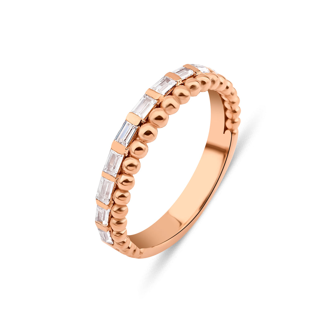 Gold Baguette Diamond Bubble Ring