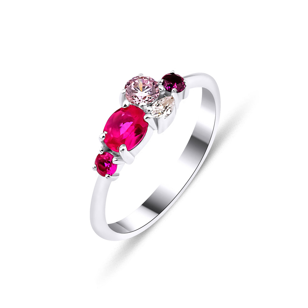 White Gold Diamond Oval Ruby Ring