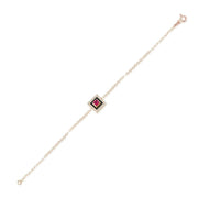 Gold Square Enamel Gemstone Bracelet