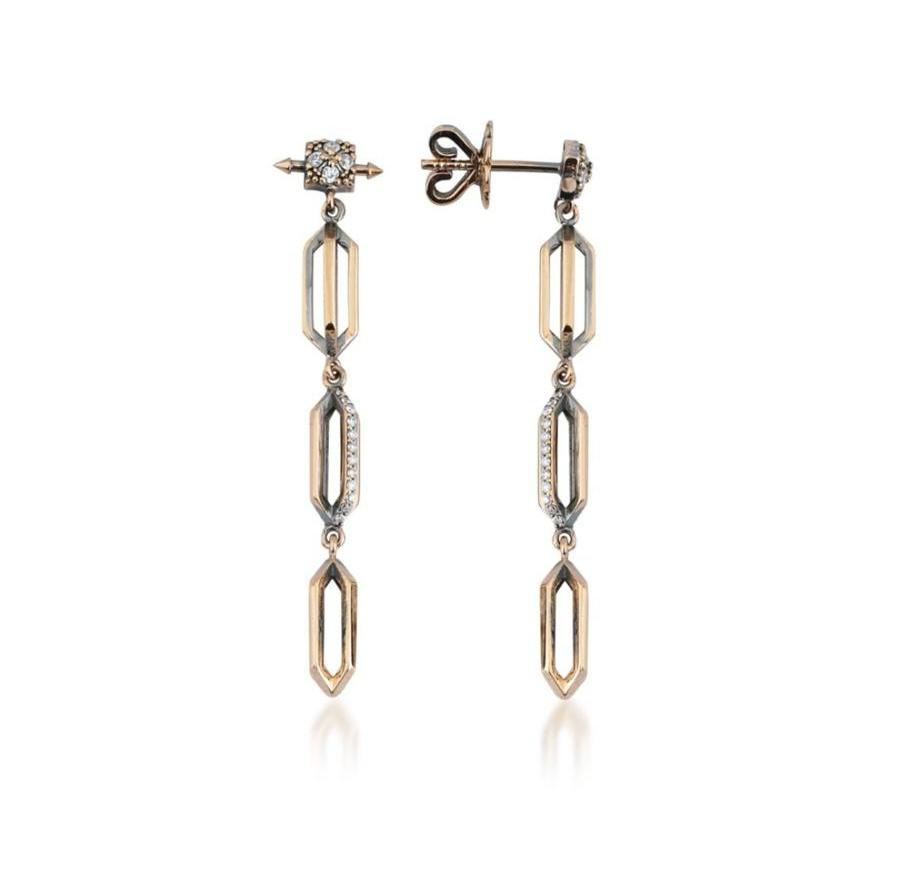 Gold Diamond  Chain Earrings