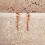 Gold Enamel Arrow  Dangle Earrings