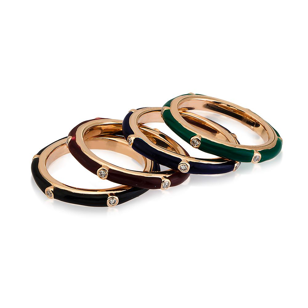 Gold Enamel Band Ring