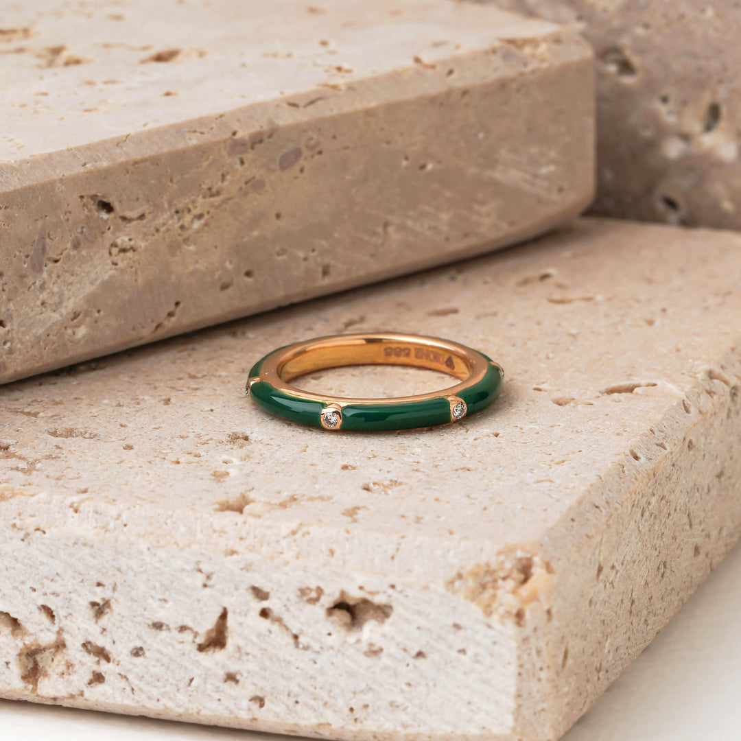 Gold Enamel Band Ring