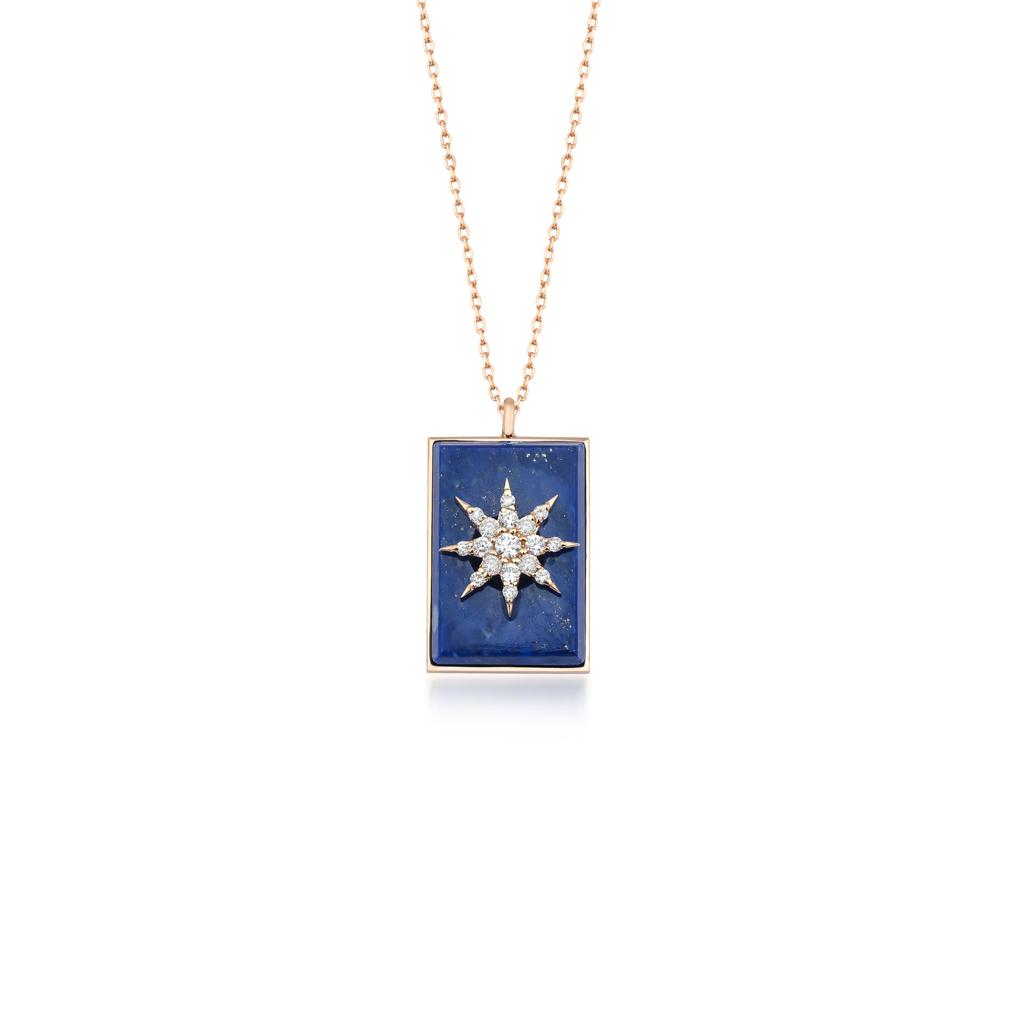 Gold Lapis Lazuli Pole Star Necklace