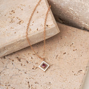 Gold Enamel Square Necklace
