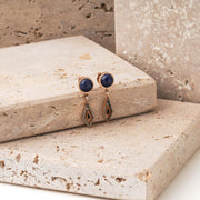 Gold and Diamond with Lapis Lazuli Dangle Earrings