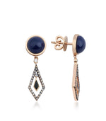 Load image into Gallery viewer, Gold and Diamond with Lapis Lazuli Dangle Earrings
