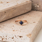 Load image into Gallery viewer, Minimalist Gold Princess  Cut Sapphire Ring
