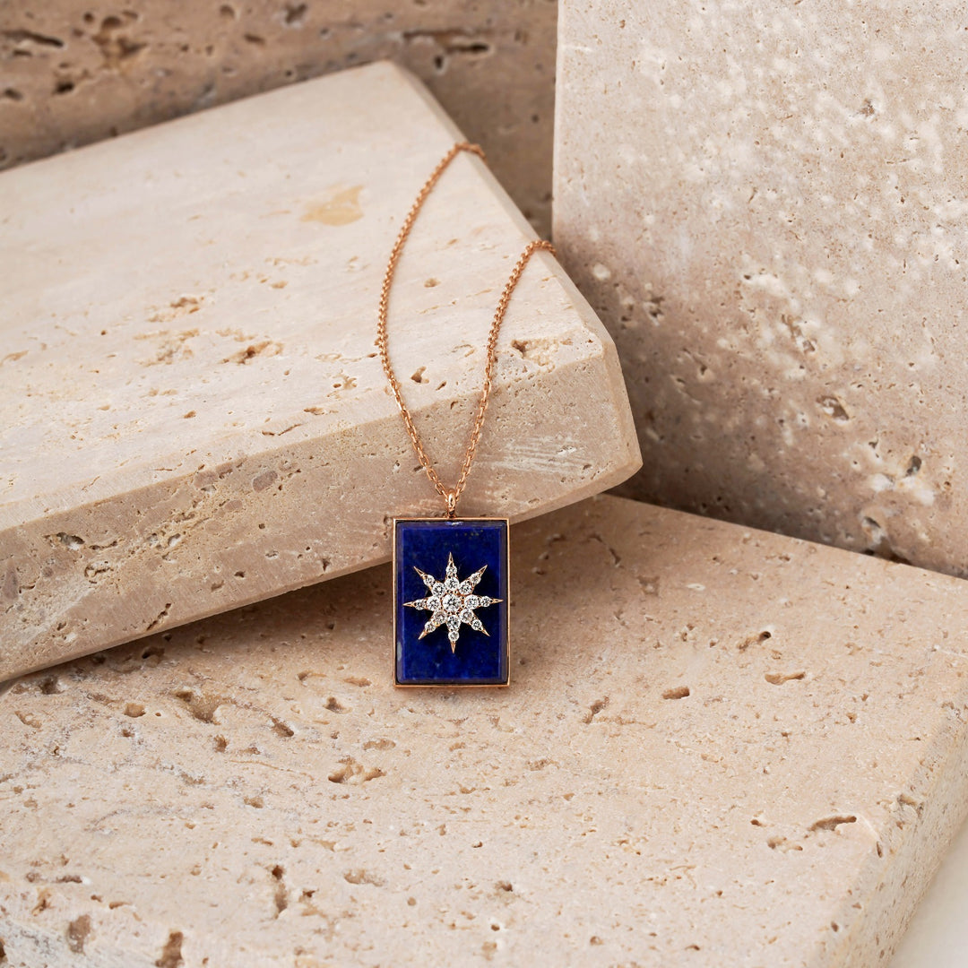 Gold Lapis Lazuli Pole Star Necklace