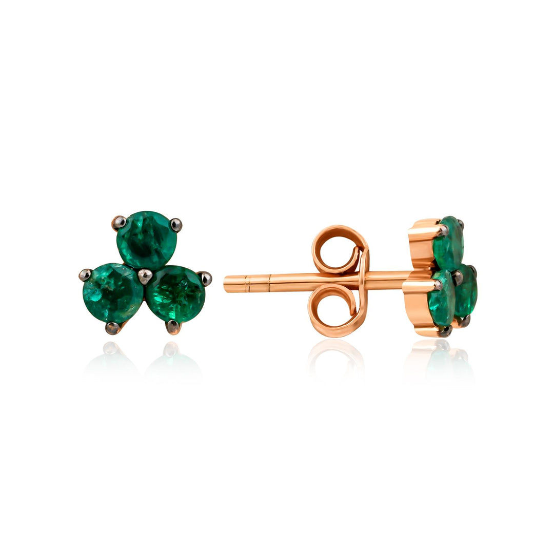 Gold Trio Emerald Earrings