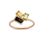 Load image into Gallery viewer, Gold Three Colored Ring- Peridot, Citrine &amp; Smoky Quartz
