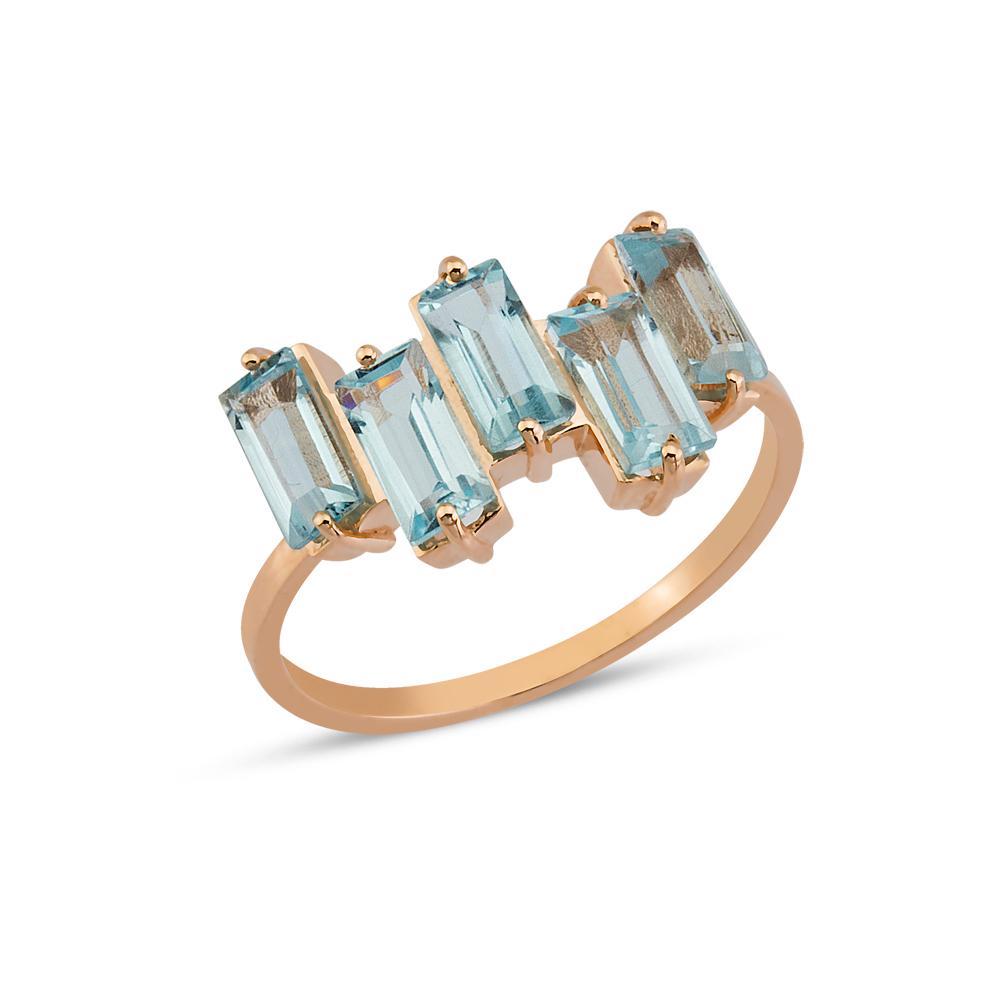 Gold Blue Topaz Ring