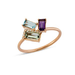 Load image into Gallery viewer, Gold Three Colored Ring- Blue Topaz, Amethyst &amp; Peridot
