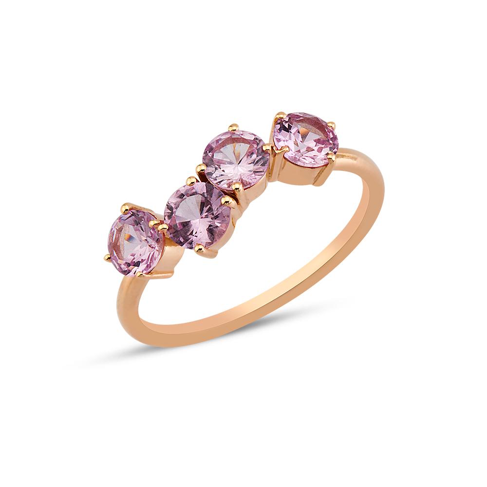 Gold Four Stone Pink Sapphire Ring