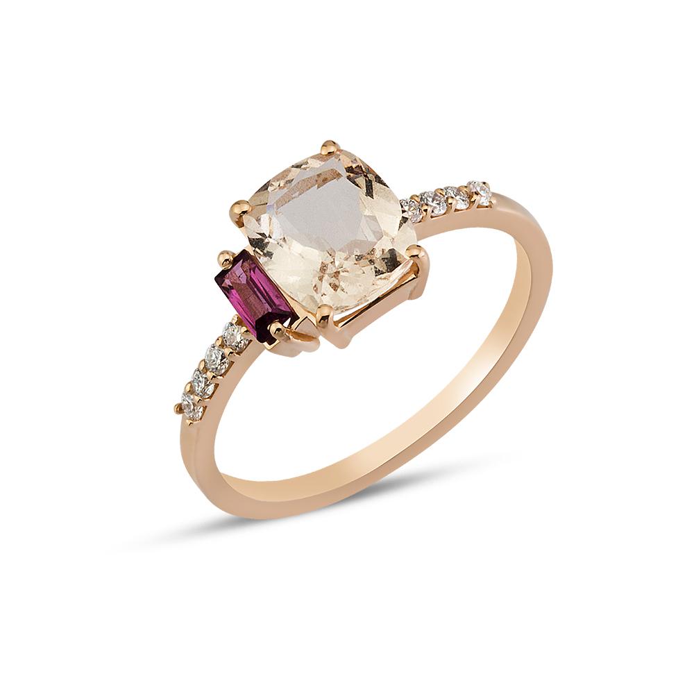 Gold Cushion Cut Morganite Vintage Ring