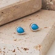 White Gold Turqoise Diamond Drop Earrings